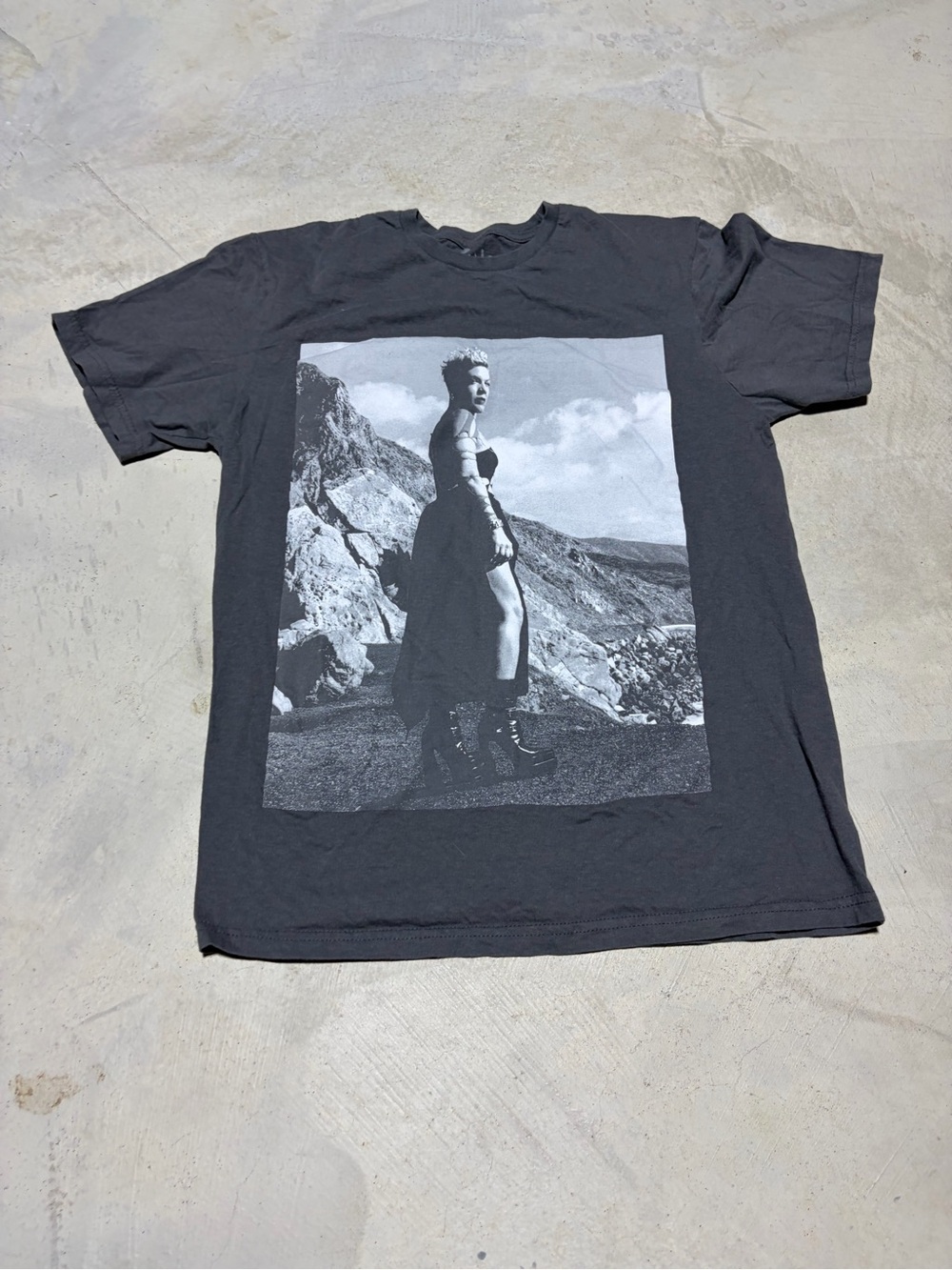 P!nk pink gray trustfall tour 2023 Short-Sleeve Photo-Print Tee medium